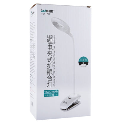 ไฟ LED 28 ดวงแบบยืดหยุ่น Goose Neck Hollow Ring Design แสงป้องกันดวงตาพร้อมคลิปและฟังก์ชั่นไฟกลางคืนขนาดเล็ก, TGX-770