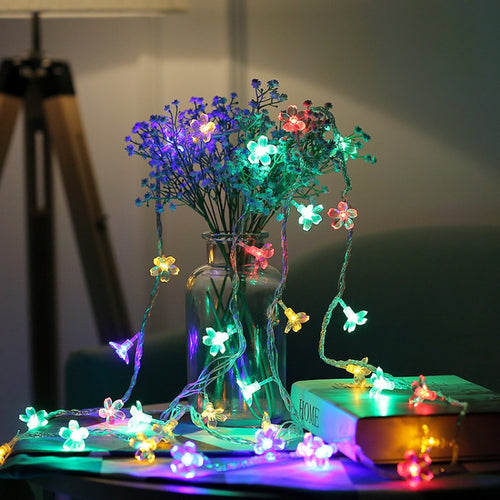 ไฟ LED 5 เมตร 50 ดวง Cherry Blossom Holiday ตกแต่งใช้แบตเตอรี่, 6m Colorful Light, 6m Warm White Light