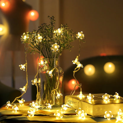 ไฟ LED 5 เมตร 50 ดวง Cherry Blossom Holiday ตกแต่งใช้แบตเตอรี่, 6m Colorful Light, 6m Warm White Light