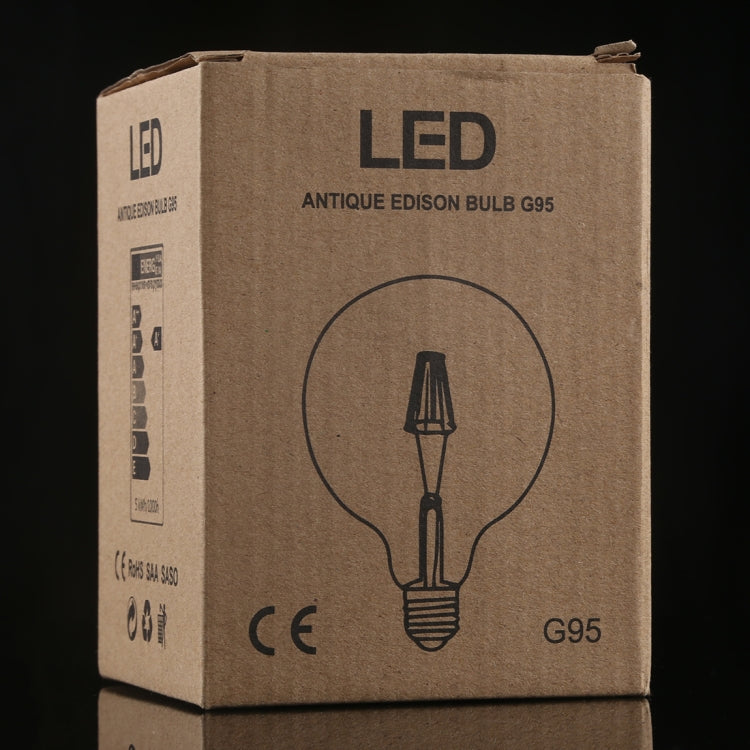 G95 E27 4W 4 LEDs 450 LM 3000K Retro Dimming LED Filament หลอดไฟประหยัดพลังงาน, AC 220V, G95 4W Warm White