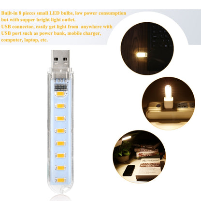 3W 8 LEDs 5730 SMD USB LED Book Light โคมไฟกลางคืนแบบพกพา DC 5V, 8 LEDs