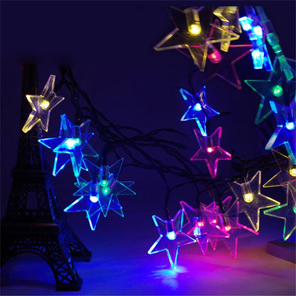 รูปดาว 20 LEDs สวนกลางแจ้งเทศกาลคริสต์มาสตกแต่งสายไฟพลังงานแสงอาทิตย์