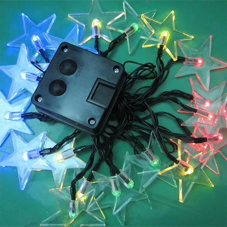 รูปดาว 20 LEDs สวนกลางแจ้งเทศกาลคริสต์มาสตกแต่งสายไฟพลังงานแสงอาทิตย์