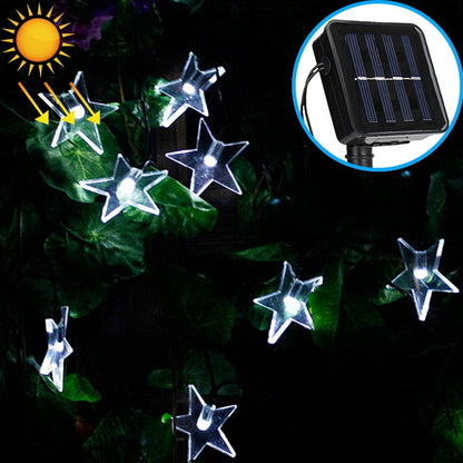 รูปดาว 20 LEDs สวนกลางแจ้งเทศกาลคริสต์มาสตกแต่งสายไฟพลังงานแสงอาทิตย์