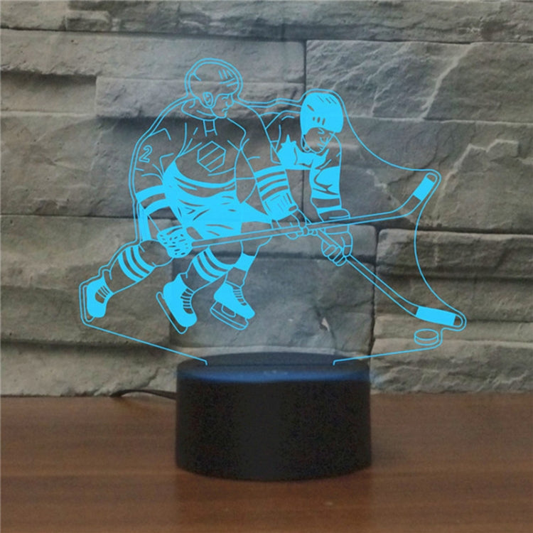 เล่นฮ็อกกี้น้ำแข็งรูปร่าง 3D สีสัน LED Vision Light โคมไฟตั้งโต๊ะ, การชาร์จแบบสัมผัส, Charging Touch Version