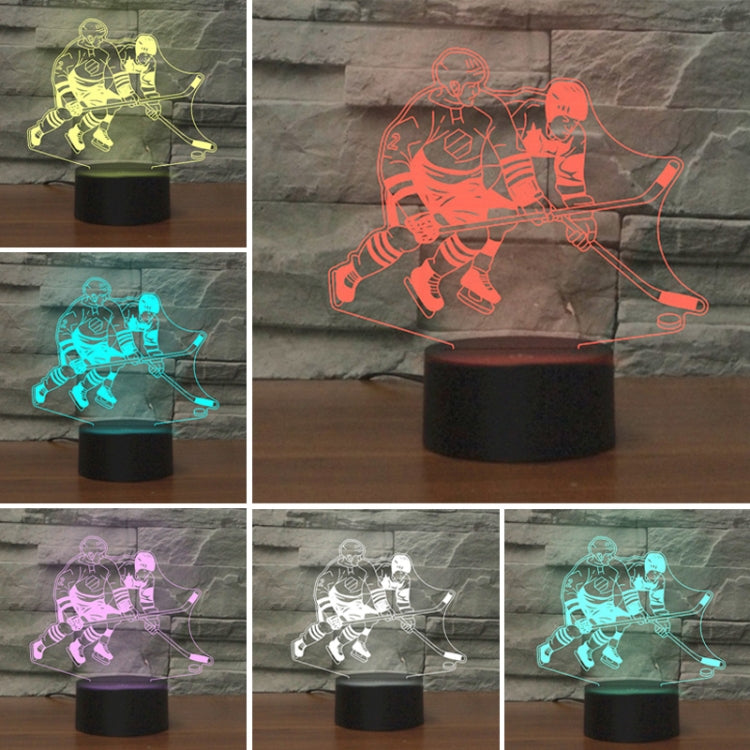 เล่นฮ็อกกี้น้ำแข็งรูปร่าง 3D สีสัน LED Vision Light โคมไฟตั้งโต๊ะ, การชาร์จแบบสัมผัส, Charging Touch Version