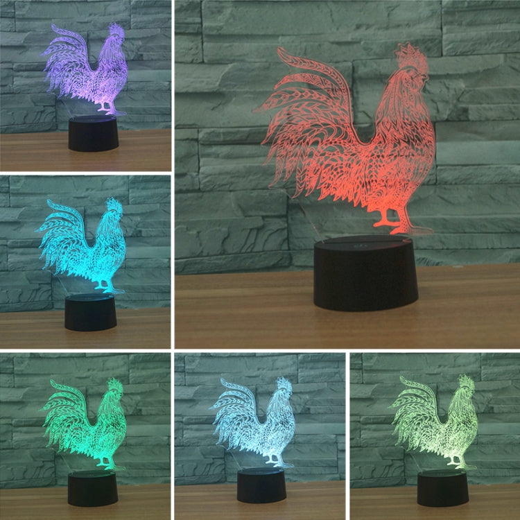 Cock Shape 3D สีสัน LED Vision Light โคมไฟตั้งโต๊ะ, Crack Touch Version, Crack Touch Version