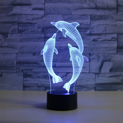 โคมไฟตั้งโต๊ะรูปปลาโลมา 3 มิติสีสันสดใส LED Vision, รุ่นรีโมทคอนโทรล 16 สี, 16 Colors Remote Control Version