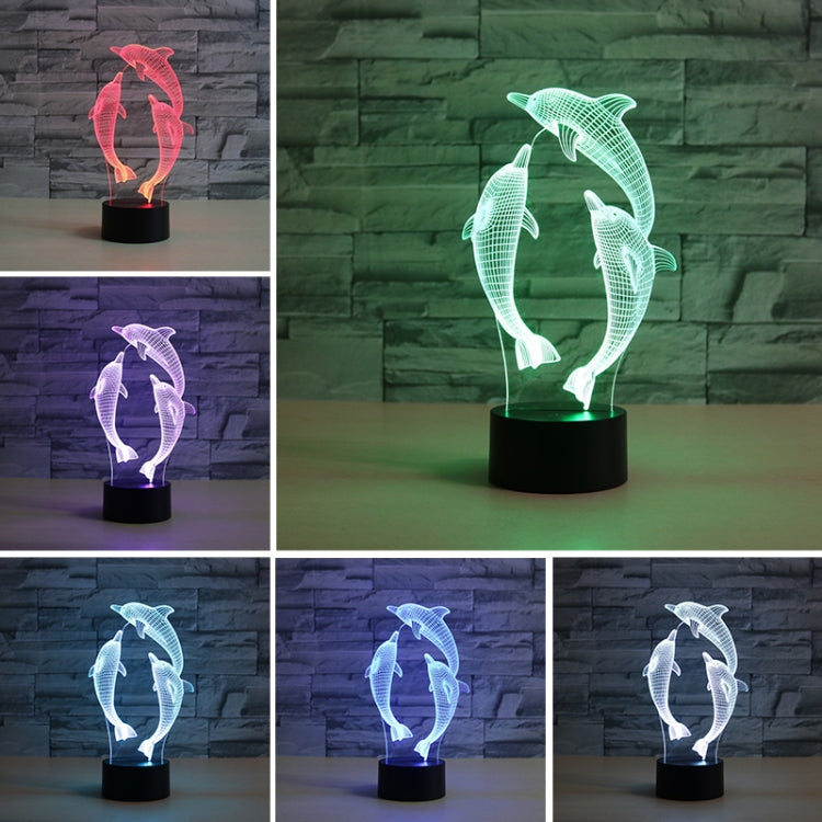 โคมไฟตั้งโต๊ะ LED Vision Light สีสันสดใสรูปปลาโลมา 3 มิติรุ่น USB Touch, USB Touch Version