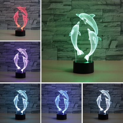 โคมไฟตั้งโต๊ะ LED Vision Light สีสันสดใสรูปปลาโลมา 3 มิติรุ่น USB Touch, USB Touch Version
