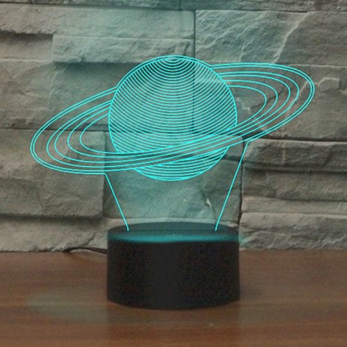 โคมไฟตั้งโต๊ะแสงวิสัยทัศน์ LED สีสันสดใสรูปทรงดาวเสาร์ 3D รุ่น USB และแบตเตอรี่, USB & Battery Version