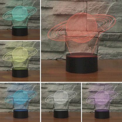 โคมไฟตั้งโต๊ะแสงวิสัยทัศน์ LED สีสันสดใสรูปทรงดาวเสาร์ 3 มิติรุ่นรีโมทคอนโทรลแคร็ก, Crack Remote Control Version
