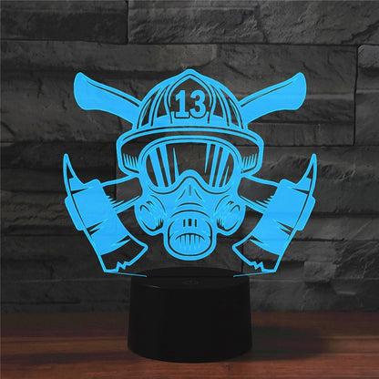 Fire Fighting Shape 3D สีสัน LED Vision Light โคมไฟตั้งโต๊ะ, USB Touch Version, USB Touch Version