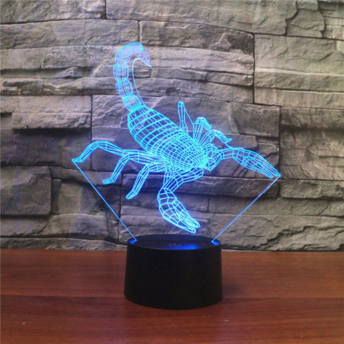 แมงป่องรูปร่าง 3D สีสัน LED Vision Light โคมไฟตั้งโต๊ะ, USB Touch Version, USB Touch Version