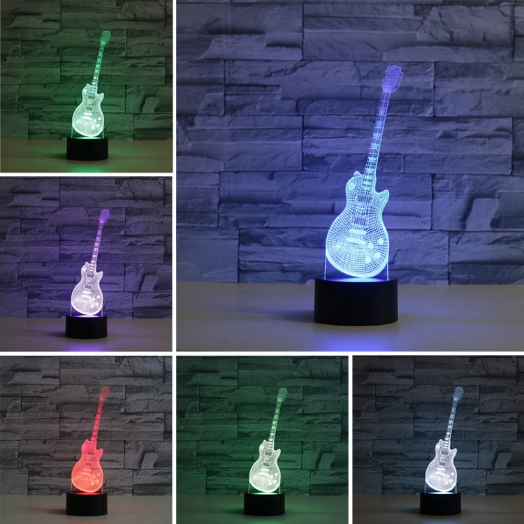 กีตาร์รูปร่าง 3D สีสัน LED Vision Light โคมไฟตั้งโต๊ะ, USB และรุ่นแบตเตอรี่, USB & Battery Version