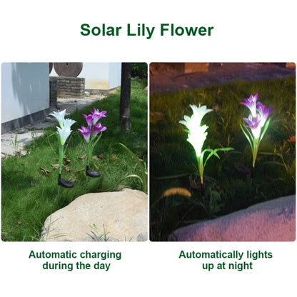 ดอกลิลลี่จำลอง 4 หัวพลังงานแสงอาทิตย์กลางแจ้ง IP55 กันน้ำ LED โคมไฟสนามหญ้าตกแต่ง, แสงสีสันสดใส, Colorful Light