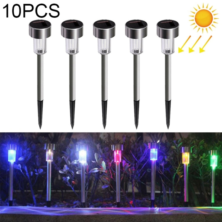 10 ชิ้นพลังงานแสงอาทิตย์โคมไฟสนามหญ้ากลางแจ้งสแตนเลส IP65 กันน้ำ LED ตกแต่งสวนไฟ