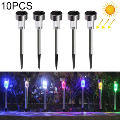 10 ชิ้นพลังงานแสงอาทิตย์โคมไฟสนามหญ้ากลางแจ้งสแตนเลส IP65 กันน้ำ LED ตกแต่งสวนไฟ