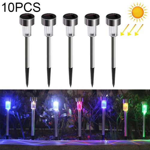 10 ชิ้นพลังงานแสงอาทิตย์โคมไฟสนามหญ้ากลางแจ้งสแตนเลส IP65 กันน้ำ LED ตกแต่งสวนไฟ