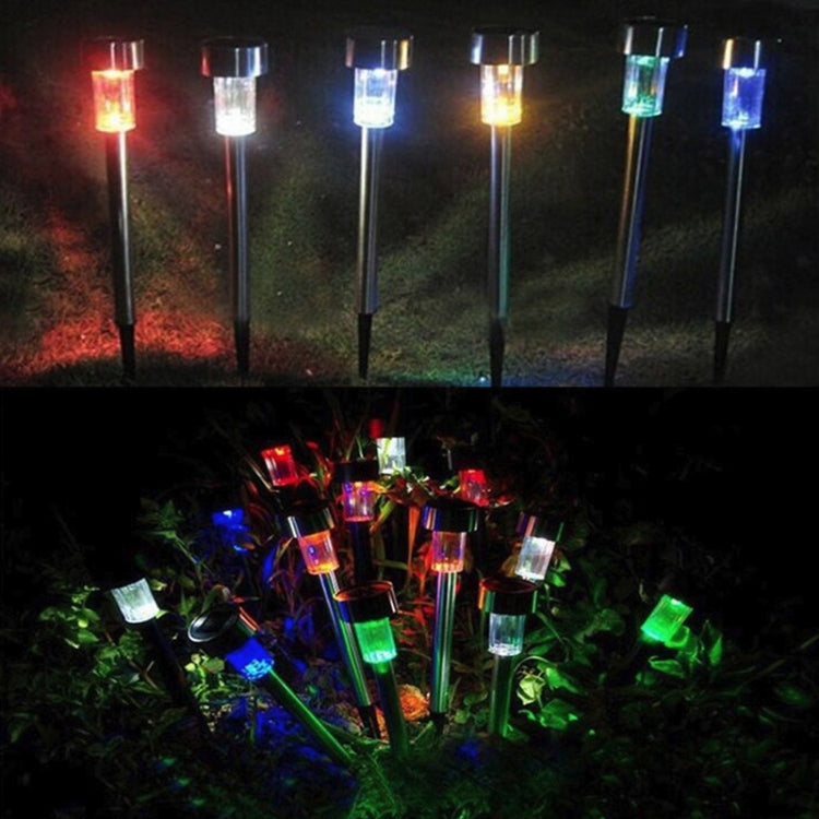 10 ชิ้นพลังงานแสงอาทิตย์โคมไฟสนามหญ้ากลางแจ้งสแตนเลส IP65 กันน้ำ LED ตกแต่งสวนไฟ