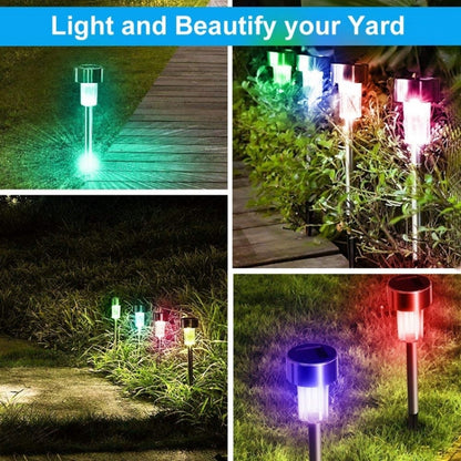 10 ชิ้นพลังงานแสงอาทิตย์โคมไฟสนามหญ้ากลางแจ้งสแตนเลส IP65 กันน้ำ LED ตกแต่งสวนไฟ