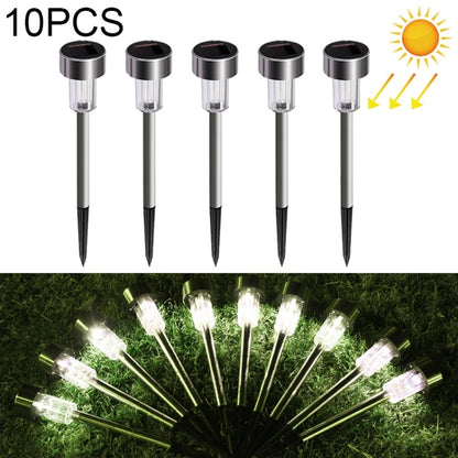 10 ชิ้นพลังงานแสงอาทิตย์โคมไฟสนามหญ้ากลางแจ้งสแตนเลส IP65 กันน้ำ LED ตกแต่งสวนไฟ