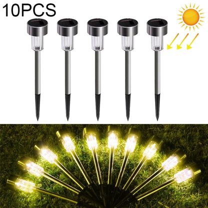 10 ชิ้นพลังงานแสงอาทิตย์โคมไฟสนามหญ้ากลางแจ้งสแตนเลส IP65 กันน้ำ LED ตกแต่งสวนไฟ