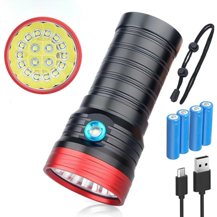 3 เกียร์, DB18 18xT6, ฟลักซ์ส่องสว่าง: ไฟฉาย LED 5400lm พร้อมแบตเตอรี่ 18650 4 ก้อน