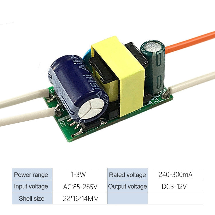 1-3W LED ไดร์เวอร์อะแดปเตอร์แยกแหล่งจ่ายไฟ AC 85-265V ถึง DC 3-12V, 1-3W