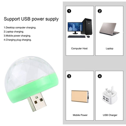 4W RGB USB LED Crystal Magic Ball ไฟเวทีพร้อมอะแดปเตอร์ Micro USB, with Micro USB Adapter