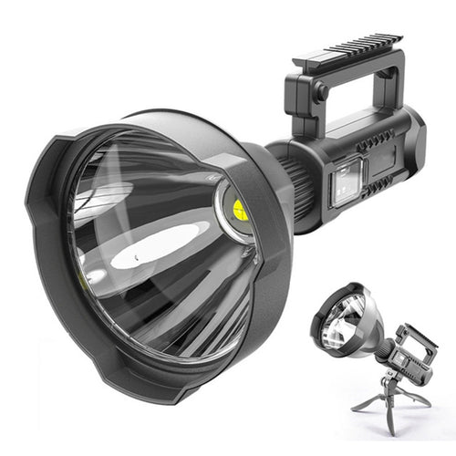 W590 P50 10W ไฟฉาย LED แบบชาร์จไฟได้ที่แข็งแกร่ง 4 โหมดไฟฉายกลางแจ้งพร้อมขาตั้งกล้อง, W590 P50