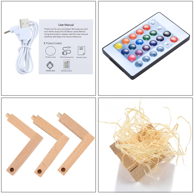 การชาร์จ USB การเปลี่ยนไฟ LED ประหยัดพลังงาน 16 สีพร้อมฐานยึดไม้และรีโมทคอนโทรล, Touch with Remote Control 16-color(8cm)