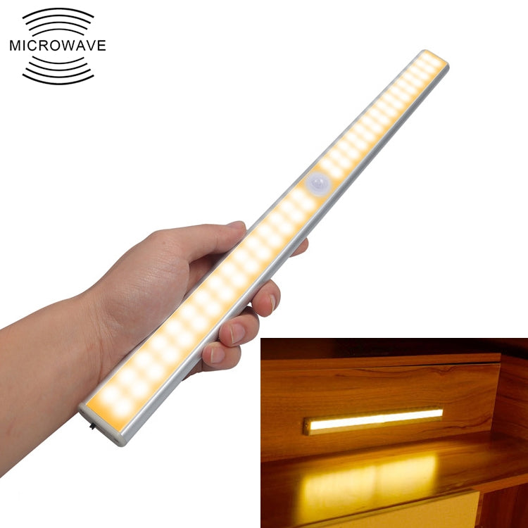 2.8W 60 LEDs วอร์มไวท์หน้าจอกว้างเซ็นเซอร์ร่างกายมนุษย์อัจฉริยะไฟ LED ทางเดินตู้ไฟรุ่นชาร์จ USB, 2.8W 60 LEDs Warm White
