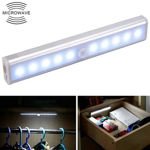 1.8W 10 ไฟ LED แสงสีขาวหน้าจอกว้างเซ็นเซอร์ร่างกายมนุษย์อัจฉริยะไฟ LED ทางเดินตู้ไฟรุ่นแบตเตอรี่, 1.8W 10 LEDs White (Battery Version)