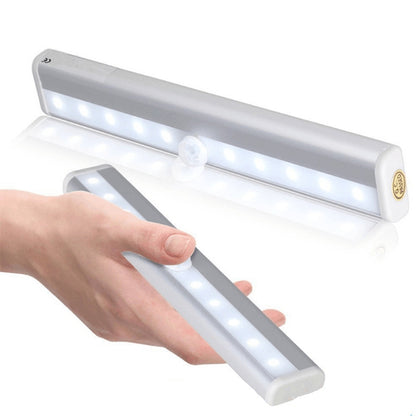 1.8W 10 ไฟ LED แสงสีขาวหน้าจอกว้างเซ็นเซอร์ร่างกายมนุษย์อัจฉริยะไฟ LED ทางเดินตู้ไฟรุ่นแบตเตอรี่, 1.8W 10 LEDs White (Battery Version)