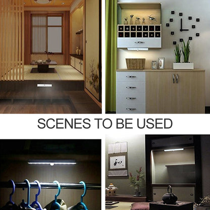 1.8W 10 ไฟ LED แสงสีขาวหน้าจอกว้างเซ็นเซอร์ร่างกายมนุษย์อัจฉริยะไฟ LED ทางเดินตู้ไฟรุ่นแบตเตอรี่, 1.8W 10 LEDs White (Battery Version)