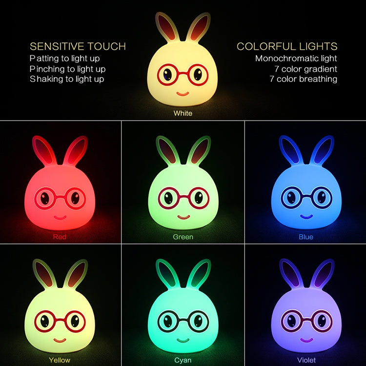 Happy Rabbit Creative Touch 3D LED ไฟกลางคืนตกแต่ง รุ่นแบตเตอรี่ AAA, AAA Battery Version (Pink), AAA Battery Version (Blue)