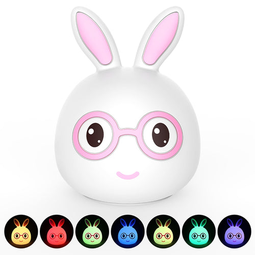 Smiling Rabbit Creative Touch 3D LED ไฟตกแต่งกลางคืน, เวอร์ชันชาร์จ USB, USB Charging Version (Pink), USB Charging Version (Blue)