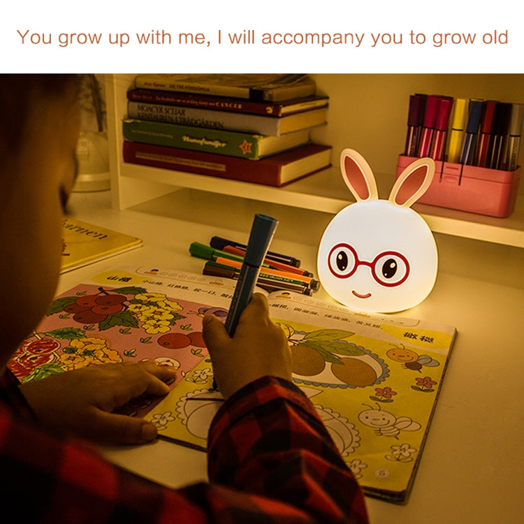 Smiling Rabbit Creative Touch 3D LED ไฟตกแต่งกลางคืน, เวอร์ชันชาร์จ USB, USB Charging Version (Pink), USB Charging Version (Blue)