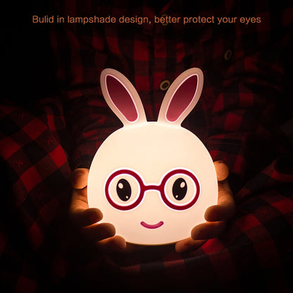 Smiling Rabbit Creative Touch 3D LED ไฟตกแต่งกลางคืน, เวอร์ชันชาร์จ USB, USB Charging Version (Pink), USB Charging Version (Blue)