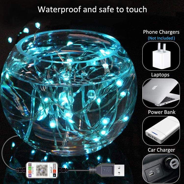 ตกแต่งคริสต์มาส RGB สายไฟทองแดงสายไฟควบคุมแอพมือถือ Bluetooth ความยาว: 10 ม. 100 LEDs, 10m 100 LEDs