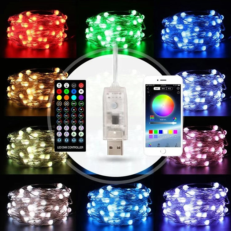 ของตกแต่งคริสต์มาส USB สายไฟทองแดงสายไฟรีโมทคอนโทรลและการควบคุมแอพมือถือ Bluetooth ความยาว: 20 ม. 200 LEDs, Remote Controller & APP Control, Length: 20m 200 LEDs