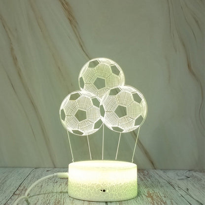 ลูกฟุตบอลสามลูกรูปทรงสร้างสรรค์ Crack Touch Dimming 3D ไฟกลางคืนตกแต่งสีสันสดใส, Three Footballs Shape