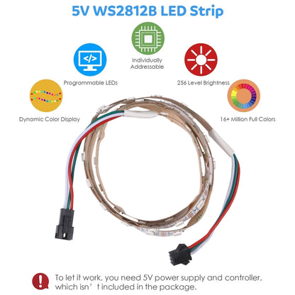 WS2812B 5050 ไฟ LED SMD LED RGB เปลือยกระดาน 30 LED/m DC 5V ความยาว: 1 ม., Bare Board Rope Light 30 LED/m