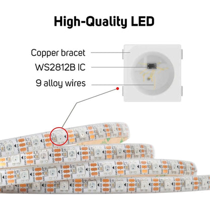WS2812B 5050 ไฟ LED SMD LED RGB เปลือยกระดาน 30 LED/m DC 5V ความยาว: 1 ม., Bare Board Rope Light 30 LED/m