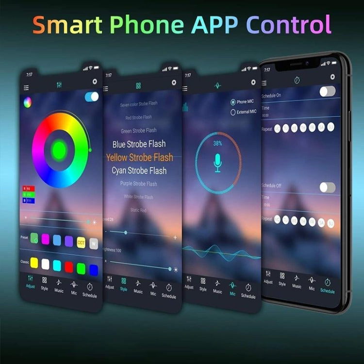 สมาร์ทบลูทูธ APP ควบคุมบอร์ดเปลือย 2835 SMD RGB ไฟ LED เชือก, 60 LED/m, ความยาว: 5 ม., 12V 2A 100-240V, 2835 SMD RGB LED, 5m, Bluetooth APP