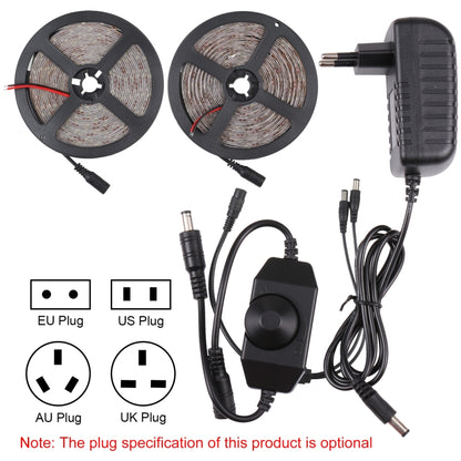 2 ชิ้นบอร์ดเปลือย 2835 SMD แสงสีขาวหรี่แสงได้ / แสงวอร์ม LED ไฟเชือก, 60 LED/m, ความยาว: 5 ม., 12V 2A 100-240V, 2835 SMD LED, 5m x 2
