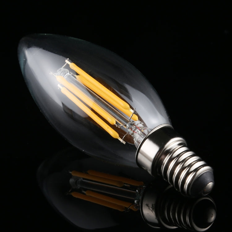 C35 E14 4W 4 LEDs 300 LM 3000K หรี่แสงได้ Retro LED Filament หลอดไฟประหยัดพลังงาน, AC 220V, Apiciform E14 4W 220V Warm White, Apiciform E14 4W 220V White Light