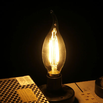 C35 E14 4W 4 LEDs 300 LM 3000K หรี่แสงได้ Retro LED Filament หลอดไฟประหยัดพลังงาน, AC 220V, Long Tail E14 4W 220V Warm White, Long Tail E14 4W 220V White Light