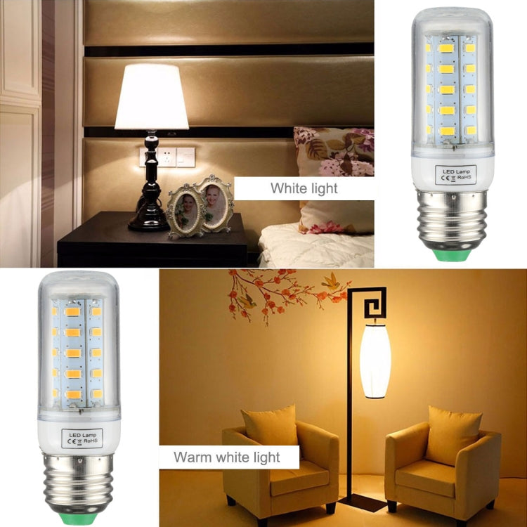 หลอดประหยัดไฟ SMD 5730 DC 12-30V, E27 36 LEDs White Light, E27 36 LEDs Warm White